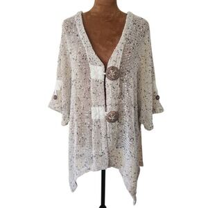 Mirror Image Cardigan Top Size 1X Asymmetrical Beachy Cotton Casual Langenlook
